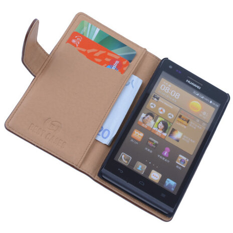 PU Leder Hoesje Huawei Ascend G6 Book/Wallet Case/Cover Bruin