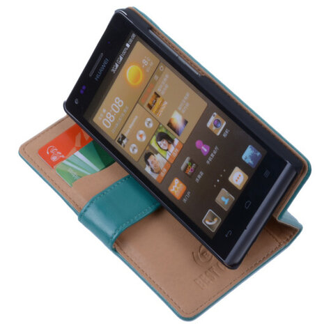PU Leder Hoesje Huawei Ascend G6 Book/Wallet Case/Cover Groen 