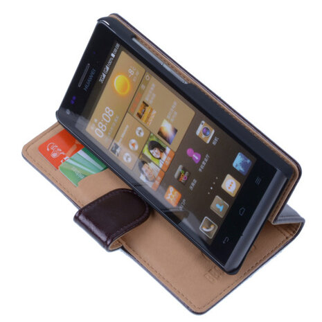 PU Leder Hoesje Huawei Ascend G6 Book/Wallet Case/Cover Mocca 