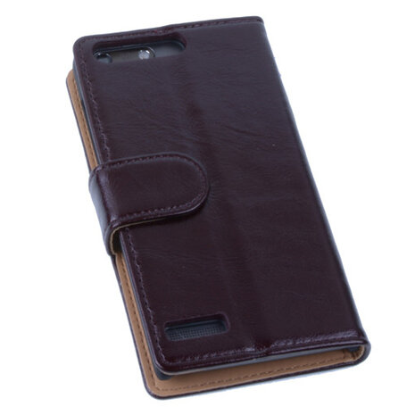 PU Leder Hoesje Huawei Ascend G6 Book/Wallet Case/Cover Mocca 