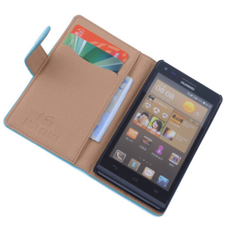 PU Leder Hoesje Huawei Ascend G6 Book/Wallet Case/Cover Turquoise 