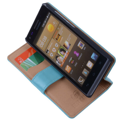 PU Leder Hoesje Huawei Ascend G6 Book/Wallet Case/Cover Turquoise 