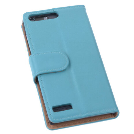 PU Leder Hoesje Huawei Ascend G6 Book/Wallet Case/Cover Turquoise 