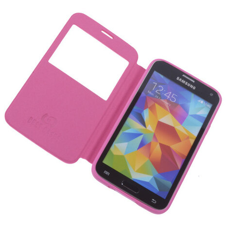 View Cover Pink Samsung Galaxy S5 Stand Case TPU Book-style