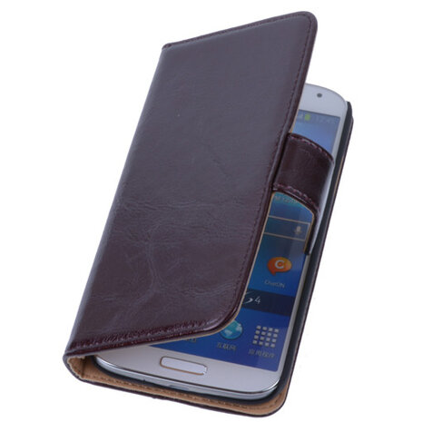 PU Leder Mocca Hoesje Samsung Galaxy S4 Book/Wallet Case/Cover