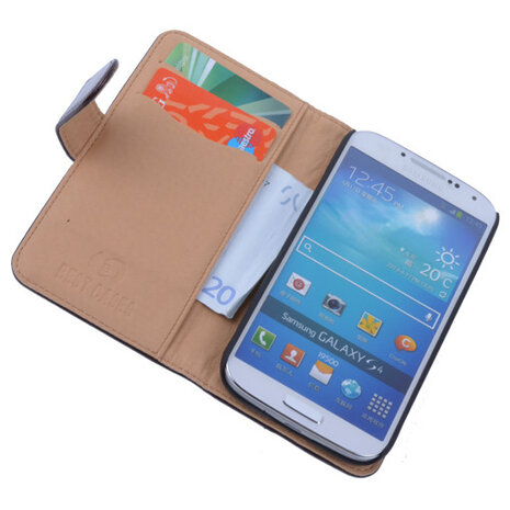 PU Leder Mocca Hoesje Samsung Galaxy S4 Book/Wallet Case/Cover