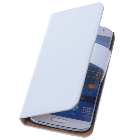 PU Leder Wit Hoesje Samsung Galaxy S4 Book/Wallet Case/Cover 