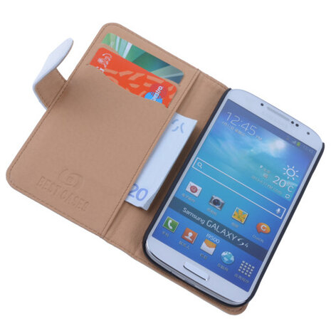 PU Leder Wit Hoesje Samsung Galaxy S4 Book/Wallet Case/Cover 