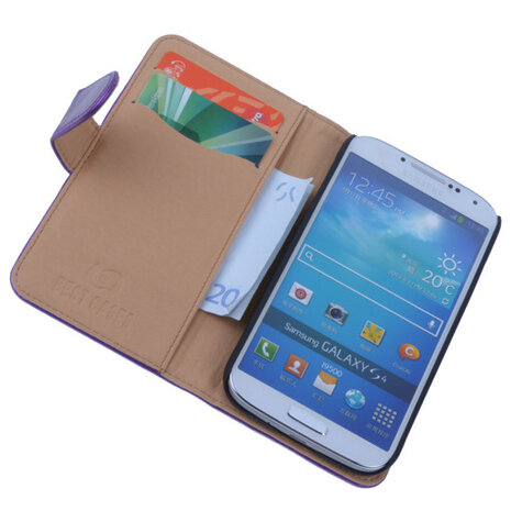 PU Leder Lila Hoesje Samsung Galaxy S4 Book/Wallet Case/Cover