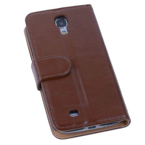 PU Leder Bruin Hoesje Samsung Galaxy S4 Book/Wallet Case/Cover 
