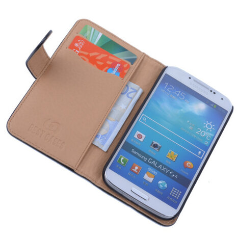 PU Leder Zwart Hoesje Samsung Galaxy S4 Book/Wallet Case/Cover 