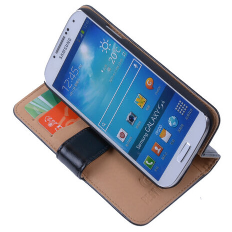 PU Leder Zwart Hoesje Samsung Galaxy S4 Book/Wallet Case/Cover 