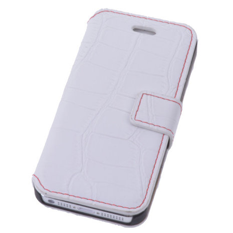 Wit Croco Hoesje iPhone 5 5s Book/Wallet Case/Cover