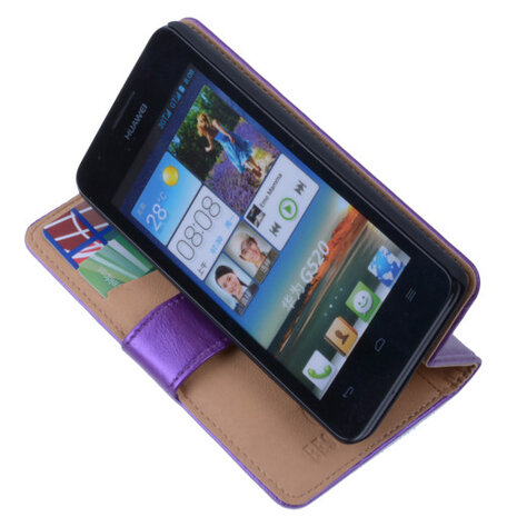 PU Leder Lila Hoesje Huawei Ascend Y530 Book/Wallet Case/Cover 