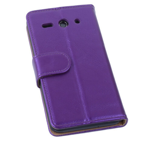 PU Leder Lila Hoesje Huawei Ascend Y530 Book/Wallet Case/Cover 