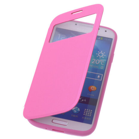 View Cover Pink Samsung Galaxy S4 Stand Case TPU Book-style