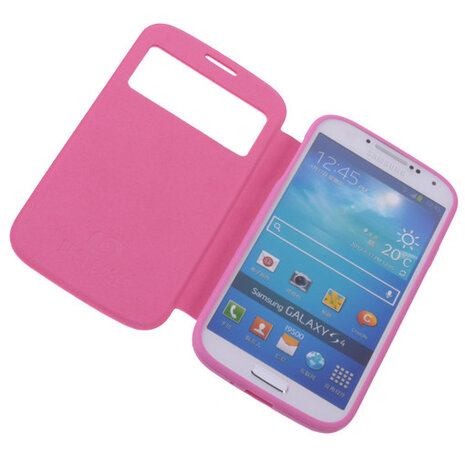 View Cover Pink Samsung Galaxy S4 Stand Case TPU Book-style