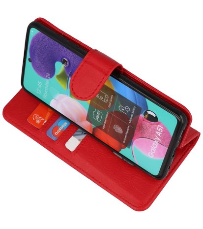 Booktype Wallet Cases voor de Samsung Galaxy A51 Rood