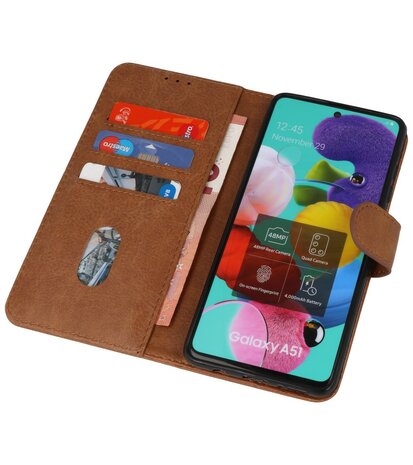 Booktype Wallet Cases voor de Samsung Galaxy A51 Bruin