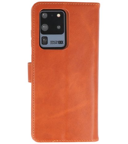 Rico Vitello Echt Lederen Book Case Hoesje Samsung Galaxy S20 Ultra - Bruin