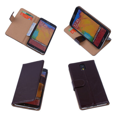 PU Leder Mocca Hoesje Samsung Galaxy Note 3 Book/Wallet Case/Cover 