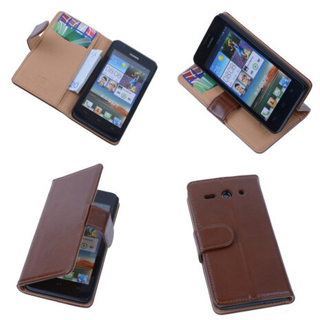 PU Leder Bruin Hoesje Huawei Ascend Y530 Book/Wallet Case/Cover 