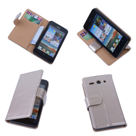 PU Leder Goud Hoesje Huawei Ascend Y530 Book/Wallet Case/Cover 