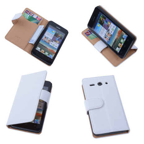 PU Leder Wit Hoesje Huawei Ascend Y530 Book/Wallet Case/Cover 