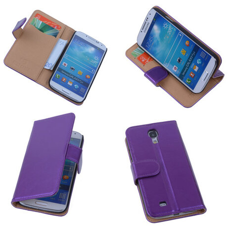 PU Leder Lila Hoesje Samsung Galaxy S4 Book/Wallet Case/Cover 