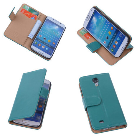 PU Leder Groen Hoesje Samsung Galaxy S4 Book/Wallet Case/Cover 