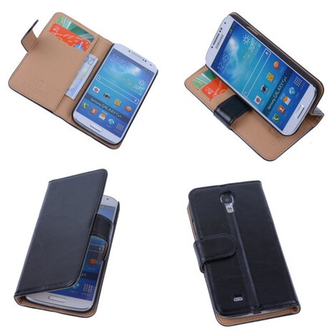 PU Leder Zwart Hoesje Samsung Galaxy S4 Book/Wallet Case/Cover 
