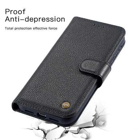 Echt Lederen Wallet Case Telefoonhoesje voor iPhone 11 Pro - Navy