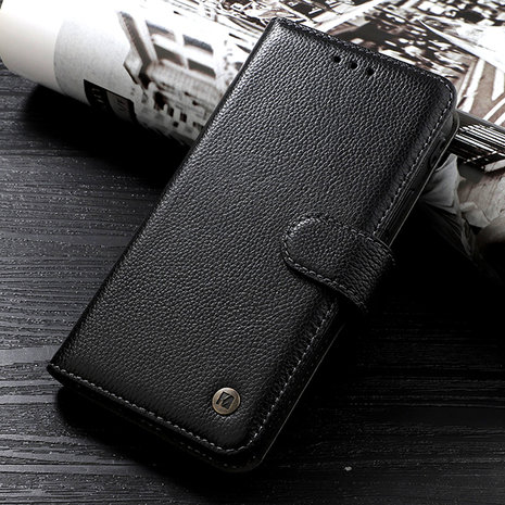 Echt Lederen Wallet Case Telefoonhoesje voor iPhone 12 Mini - Zwart