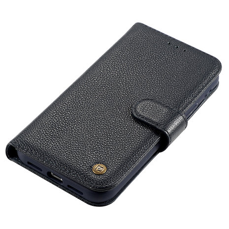 Echt Lederen Wallet Case Telefoonhoesje voor iPhone 12 Mini - Navy