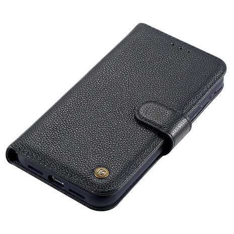Echt Lederen Wallet Case Telefoonhoesje voor iPhone 12 Pro Max - Navy