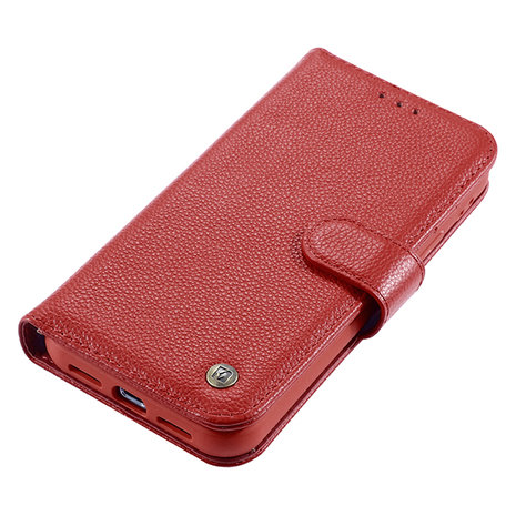 Echt Lederen Wallet Case Telefoonhoesje voor iPhone 12 Pro Max - Rood