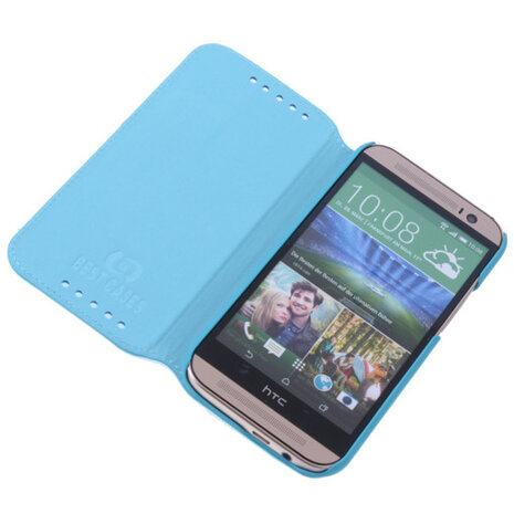 Bestcases Turquoise Map Case Book Cover Hoesje voor HTC One M8