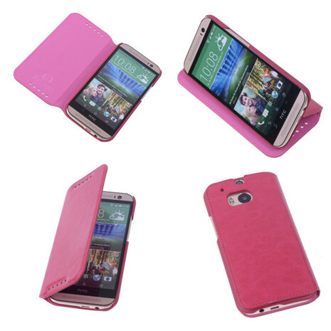 Bestcases Fuchsia Map Case Book Cover Hoesje voor HTC One M8