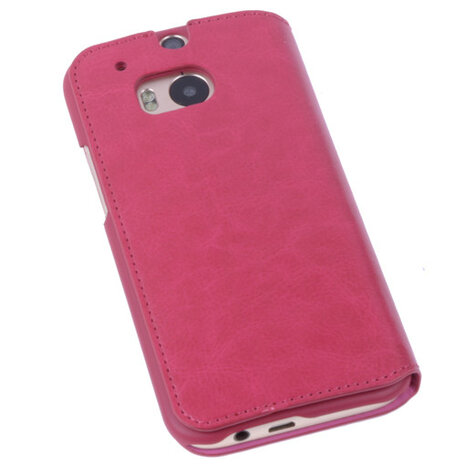 Bestcases Fuchsia Map Case Book Cover Hoesje voor HTC One M8