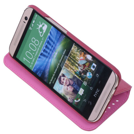 Bestcases Fuchsia Map Case Book Cover Hoesje voor HTC One M8