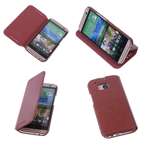 Bestcases Bruin Map Case Book Cover Hoesje voor HTC One M8