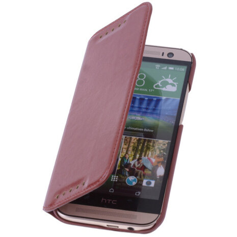 Bestcases Bruin Map Case Book Cover Hoesje voor HTC One M8