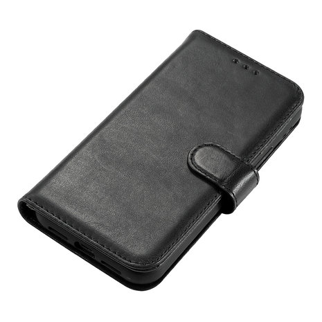 Klassiek Design Echt Lederen Wallet Case Telefoonhoesje voor iPhone 12 Pro Max - Zwart