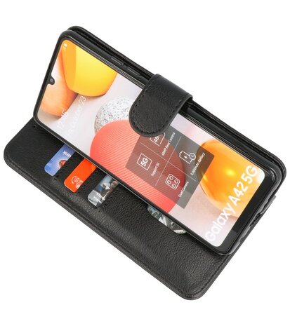 Booktype Wallet Case Telefoonhoesje voor Samsung Galaxy A42 5G - Zwart