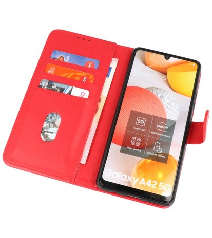 Booktype Wallet Case Telefoonhoesje voor Samsung Galaxy A42 5G - Rood