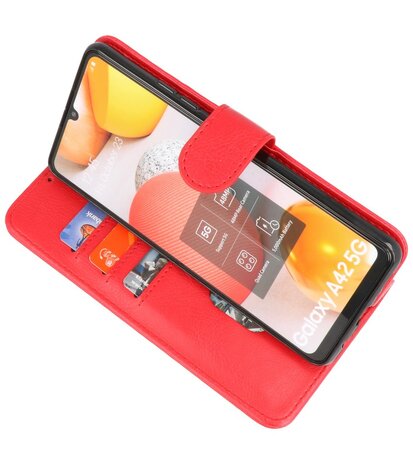 Booktype Wallet Case Telefoonhoesje voor Samsung Galaxy A42 5G - Rood
