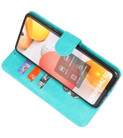 Booktype Wallet Case Telefoonhoesje voor Samsung Galaxy A42 5G - Groen