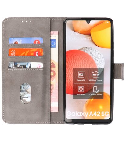 Booktype Wallet Case Telefoonhoesje voor Samsung Galaxy A42 5G - Grijs