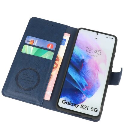 Book Case Pasjeshouder Telefoonhoesje voor Samsung Galaxy S21 Navy