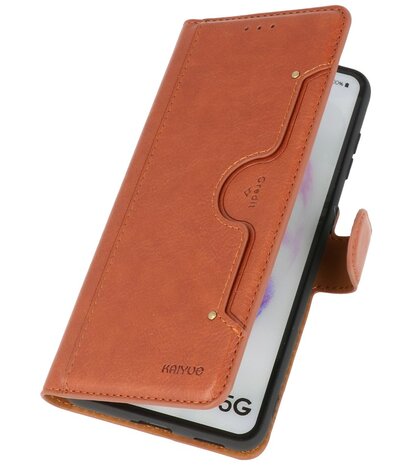 Book Case Pasjeshouder Telefoonhoesje voor Samsung Galaxy S21 Bruin